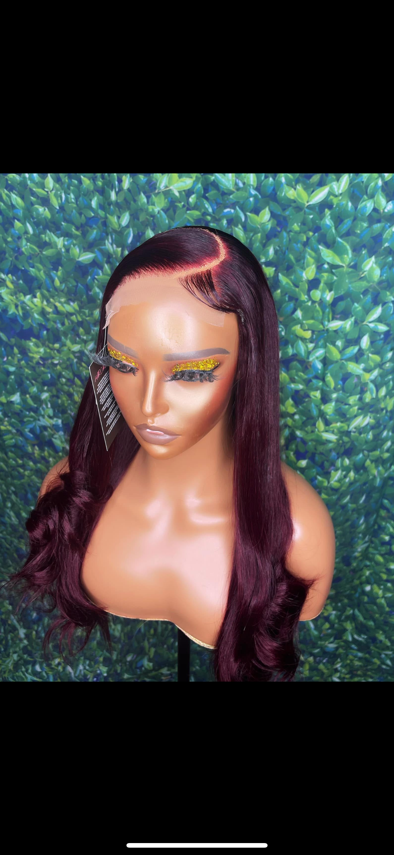 24” BURGUNDY CURLED TIPS